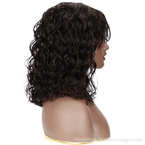 Rebecca Water Wave Human Hair Wig For Women Natural Wave Bob Wigs With Bangs Remy Brazilian Scalp Part Lace Wig Human Hair